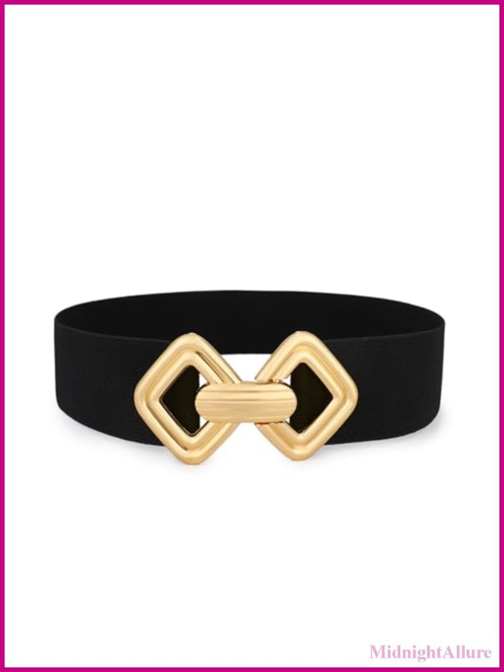 Wide Elastic Belt Vintage Stretchy Waistband Retro Gold Buckle Dresses
